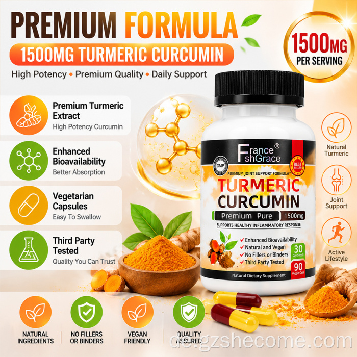 Shecome Kurkuma-Curcumin-Schwarzpfeffer-Extrakt-Kapsel